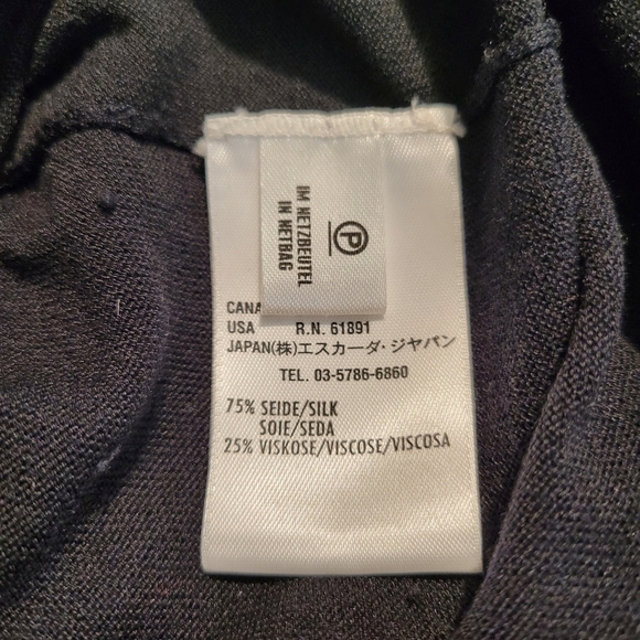 Escada Black Cowl Neck Open Crochet Sleeve Sweater - Picture 7 of 9